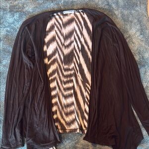Calvin Klein Black Cardigan with Zebra Print Lining